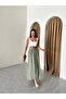 Çağla 100% Cotton Thick Waist Elastic Linen Skirt - 6