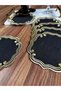6 Pieces Curly Model Gold Color Embroidered Coffee Side Cocktail Presentation Napkin - 4