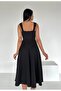 Women's Thick Strapped Scuba Fabric Flared Dress (Colorful) - 2