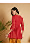 Spot Foil Print  Lace Trim Wrap Peplum Top - 5