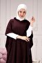 Women's Plum Side Laced Hooded Thin Knitwear Poncho - 4