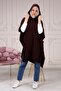 Women's Plum Side Laced Hooded Thin Knitwear Poncho