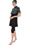 Smoked 7524 Model - 4-Piece Princess Hijab Swimsuit with Plain Pattern, Half Sleeve and Pleated Bustier - 5