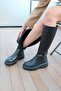 Women's Black Genuine Leather Boots with Stone Detail - 6