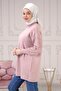 Women's Powder Sleeve Patterned Gathered Knitwear Sweater - 2