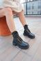 Women's Black Genuine Leather Boots with Accessory Detail