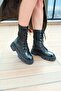 Women's Black Patent Leather Genuine Leather Boots - 2