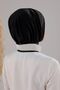 Women's Hijab Practical Snap-On Sandy Scarf Ready-To-Wear Sea Pool Compatible Cap Black - 4