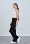 Women's Black Flexible Lycra High Waist Non-Showing Crepe Gathering Flared Leg Leggings Pants - 2