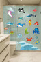 Sea Creatures Cute Fishes and Water Drops Kids Room Bathroom Wall Sticker Wall Decal