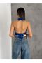 Women's V-neck Backless Halter Neck Sandy Crop Blouse Blz6225 - 4