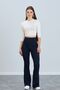 Women's Navy Blue Stretchy Lycra High Waist No-Show Crepe Gathering Spanish Leg Leggings Trousers