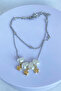 Silver Color Pearl and Star Detailed Steel Anklet - 2