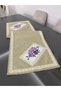 Cross Stitch Embroidered Beige Color Runner 40x120 cm (Special Size Made)
