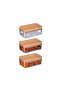 Diviera 500ml 3-Piece Storage Set with Wooden Lid - 3