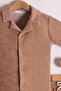 Boy's Apaş Collar Towel Fabric Brown T-Shirt - 2-Piece Set with Shorts - 2