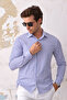Men's Blue-White Regular Fit Cotton Long Sleeve Easy-Iron Shirt - 7