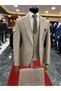 Beige 5 Button Vest Slimfit Bone Button Suit - 4