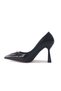 Black Color Patent Leather Material Thin Heel Buckle Women's Stiletto - 5
