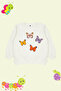 Ecru*003 Girls Seasonal-Thin Butterfly Patterned Crew Neck Knitted Sweatshirt Tkdaw25Sw00001 - 2