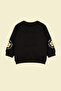Siyah-1002 Kız Çocuk Mevsimlik-İnce Çiçek Desenli Örme Sweatshirt TKDAW25SW00001 - 3