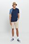 Men's Beige Slim Fit Slim Fit Dobby 100% Cotton Casual Chino Shorts