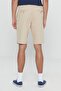 Men's Beige Slim Fit Slim Fit Dobby 100% Cotton Casual Chino Shorts - 6