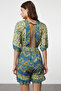 Etnik Desenli Dokuma Cut Out Detaylı Plaj Mini Tulum TBESS23EL00017 - 5