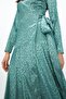 ACC03058 - Satin Jacquard Patterned Midi Wrap Dress - Long Sleeve - 2