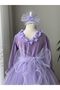 Long Sleeve Children's Evening Dress with Floral Tulle Skirt - 4