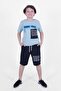 Boom Text Printed Capri Boy's Under-Top Mint Green Suit - 5
