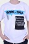 Boom Text Printed Capri Boy's Under-Top White Suit - 6