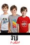 UNISEXS 3-PACK ROUND NECK CHILDREN'S PRINTED SHORT SLEEVE T-SHIRT