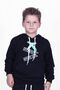 X Printed Kangaroo Pocket Hooded Boy's Black Sweatshirt - 2