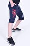 Der-Man Text Printed Wide Leg Double Pocket Boy's Navy Blue Capri