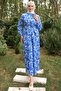 451 Patterned Dress Cobalt Blue