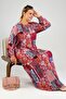 Large Size Dress Hijab Longth Viscose Plus Size Dress Claret Red - 8