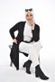 Women's Hirka Hijab Knitwear Long V-Neck Organ Pattern Knitwear Black - 7