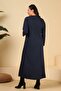 Women's Hijab Large Size Long Daily Dress Navy Blue - 7