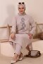 Hijab Ayrobin Double Suit Large Size Tunic Trousers Women's Stone - 8