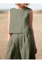 Motherhood Linen Set - Comfortable and Sleeveless Casual Women's Top and Bottom Set - 3