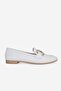 Women's White Genuine Natural Leather 34-35-41-42 Size Buckle-Strap Ballet Flats - 2