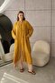 Mustard Yellow Striped Large Size Kimono - 2