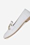 Women's White Genuine Natural Leather 34-35-41-42 Size Buckle-Strap Ballet Flats - 6