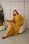 Mustard Yellow Striped Large Size Kimono - 4