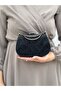 Women's Wavy Black Evening Dress Clutch Bag