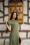 Women's Padded Long Slit Dress - 3