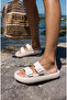 Sface Women's Beige Double Buckle Platform Beach-Casual Eva Slippers - 5