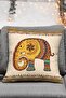 African Themed Ethnic Elephant Pattern Orange Color Digital Printed Luxury Velvet 4-Piece Throw Pillow Cover Set - 2