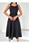 Women's Thick Strapped Scuba Fabric Flared Dress (Colorful) - 3